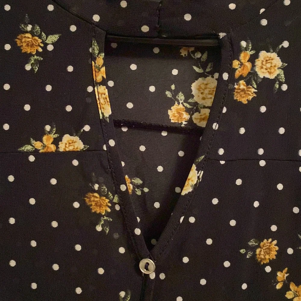 Siren Lily floral polka dot cut out blouse top